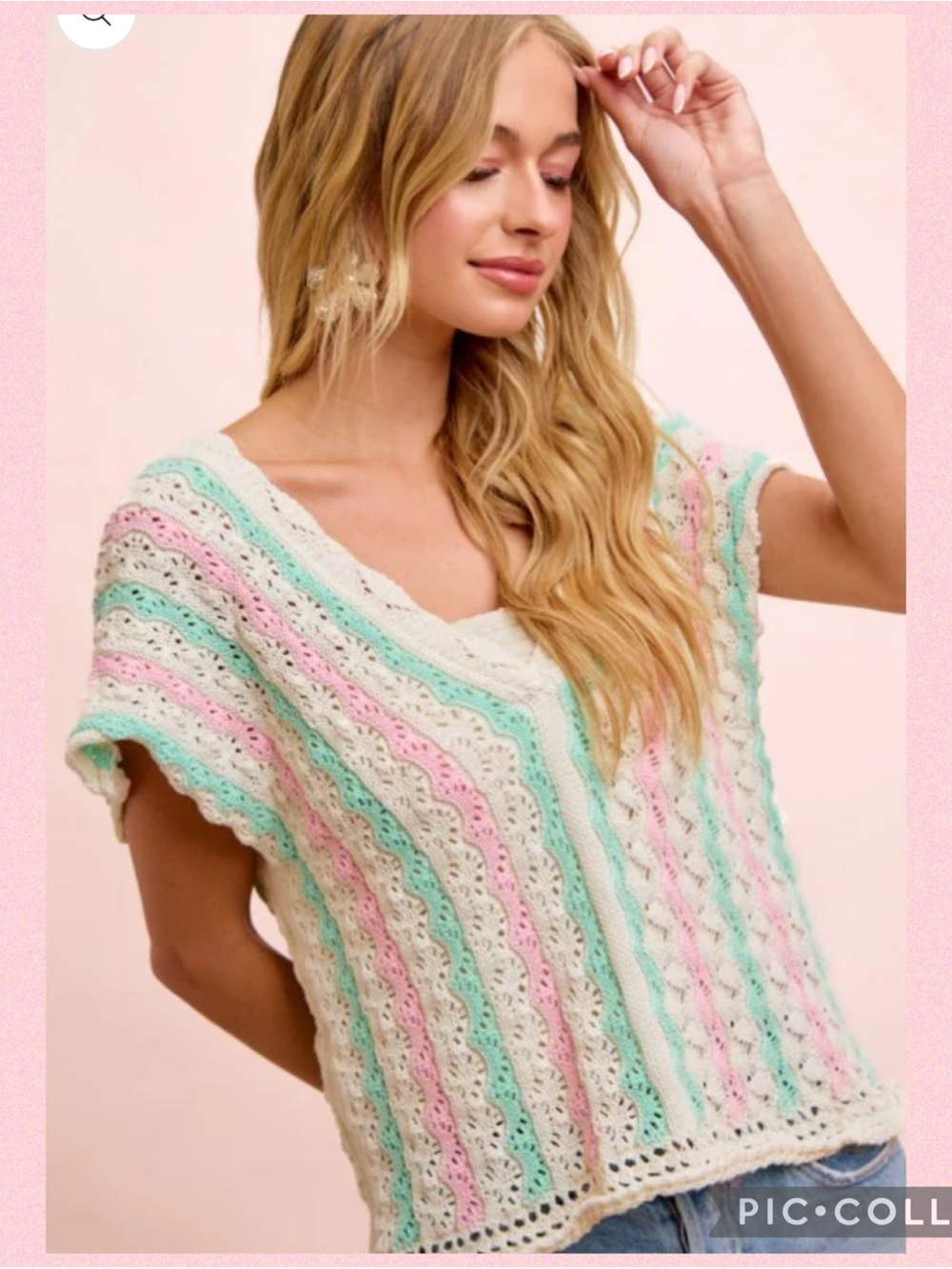 💖Crochet Pastel Striped Knit Top💖